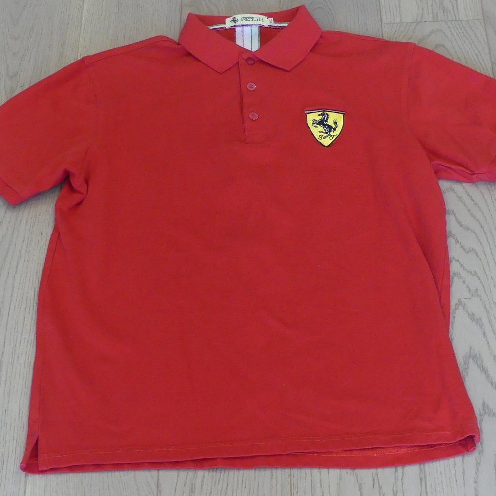 Ferrari Italia Embroidered Front & Back Patch Red XXL Polo Shirt
